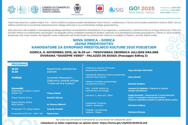 Presentazione alle imprese della candidatura congiunta Nova Gorica e Gorizia ECoC 2025